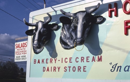 1980s America -  Holland Farms Dairy sign, Yorkville, New York 1987