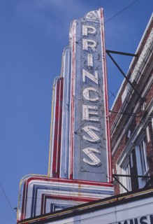 1980s America -  Princess Theater sign, Columbus, Mississippi 1986