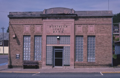 2000s United States -  Mellen State Bank, Main Street, Mellen, Wisconsin 2003 (original caption) - Photo shows Northern State Bank name on building)