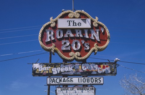 2000s America -  The Roaring 20's sign, Grants, New Mexico 2003