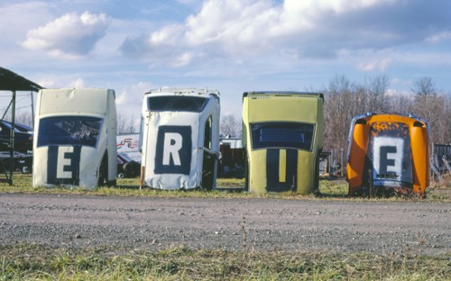 1980s United States -  Erie Foreign Car Parts sign, front, Mohawk Street, Whitesboro, New York 1987