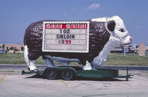 1980s America -  Sirloin Stockade bull, Austin, Texas 1983