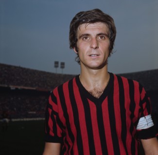 Italian footballer Gianni Rivera, captain of A.C. Milan, at San Siro in Milan, Italy, in January 1971