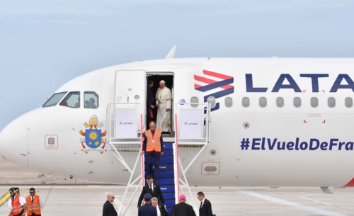 Pope Francis arrived in Iquique to end his visit to Chile ca. 2018