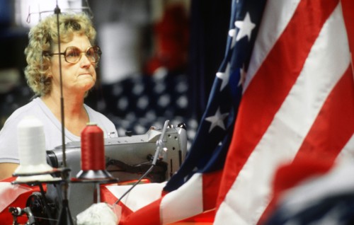 Working on one of the US flags