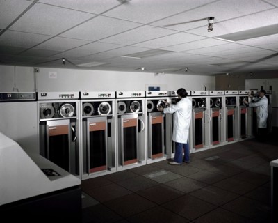 Technicians checking tape drivers