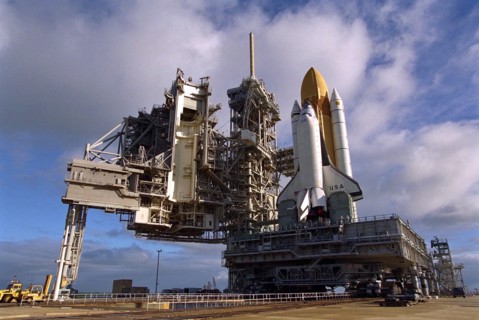 Roll out of Space Shuttle Columbia at Kennedy Space Center ca. JUne 1997