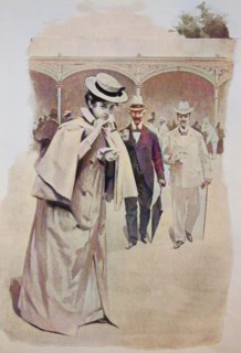 Elegant woman on walk on the spa promenade