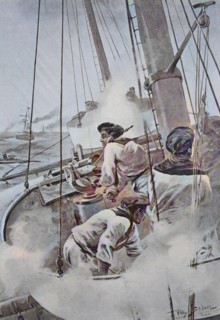 in the battle mast of a cruiser of the navy