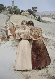 Two girls read a love letter together