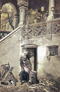 Frau beim Blumengießen