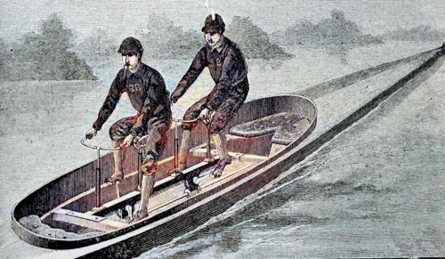 Pedal motor boat with screw propeller