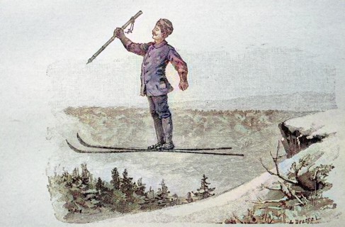 Jump with snowshoes