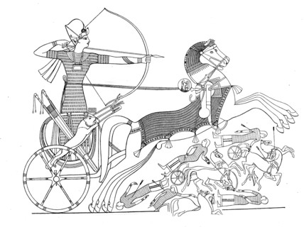 King Ramses - Melamun in battle with the rhetas on the Orontes
