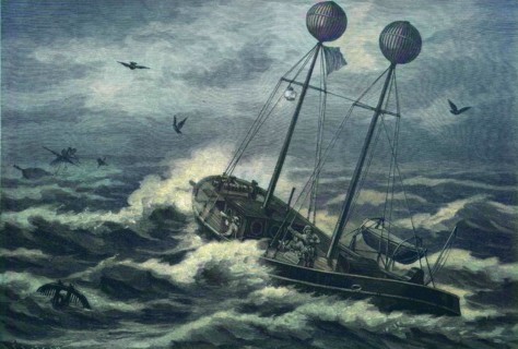 Leuchtfeuerschiff als Brieftaubenstation zum Zwecke der Verbindung mit dem Festland