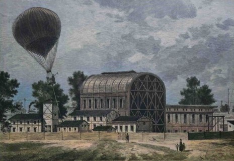 Die Gebäude der Luftschiffer Abteilung auf dem Tempelhofer Felde in Berlin