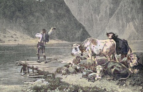 Cowherd is waiting for the ferryman