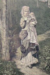 lonely woman with baby on her arm