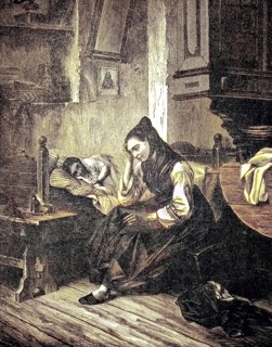 on the bed of the sick