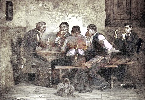 group meeting of men with beer and politics
