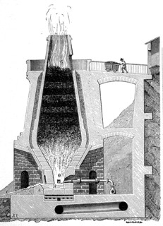 A blast furnace for iron smelting