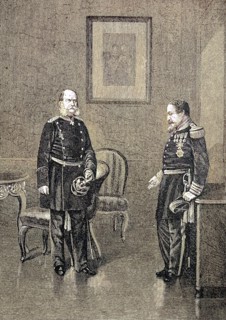 King William and Napoleon III. after the capitulation of Sedan in Bellevue Castle on September 2