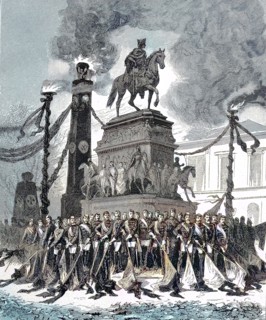 Group of Student Deputation at the Monument to Frederick the Great in Berlin