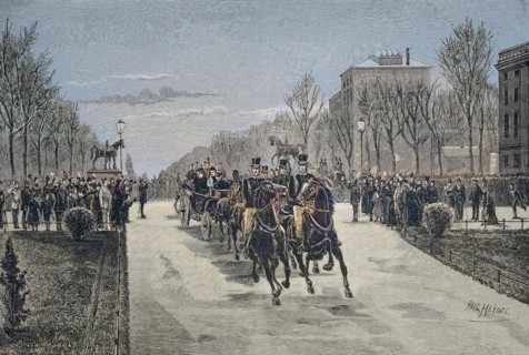Arrival of Queen Victoria from England with the carriage in Charlottenburg