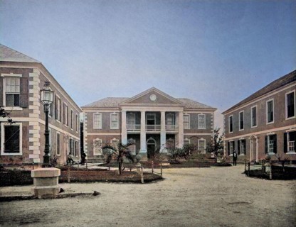 Government buildings in the capital city of Nassau on the island state of Bahama in the Caribbean