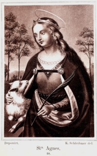 Sacred image with St. Agnes and the lamb