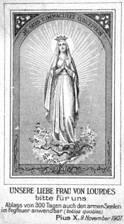 Indulgence picture with the image of Our Lady of Lordes