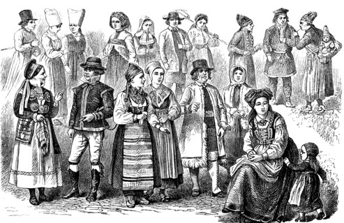 Folk costumes in the different regions of Sweden