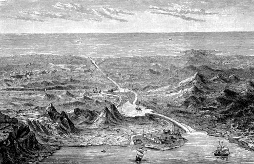 The Suez Canal in Egypt in 1880
