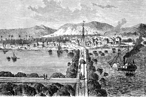 The port of St. Pierre on Reunion Island in 1880