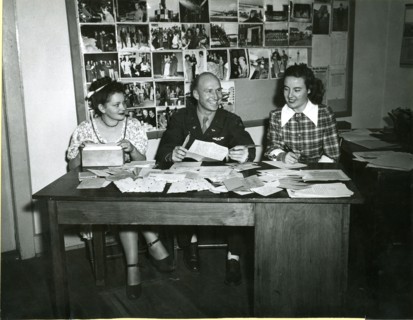 Answering letters from grateful Berlin children who have received some of the 'candychutes' dropped by First Lt Gail S Halvorsen, Garland, Utah, originator of Project Little Vittles, is a sizeable job...