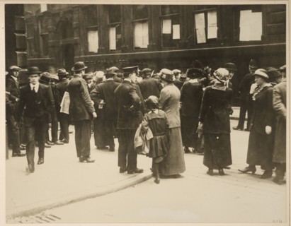 People gathered awaiting news on the Lusitania