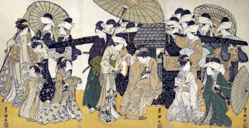 Famous Beauty escorted by women of different rank