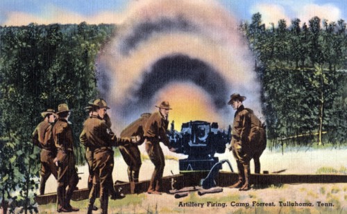 Artillery firing, Camp Forest