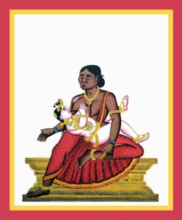 Dark-hued Butaki nursing Krishna