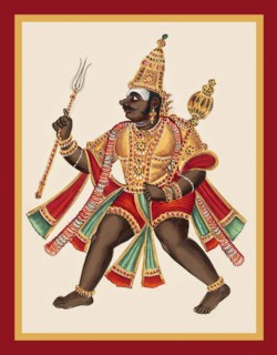 Kumbhakarna with a knob-like nose and a moustache