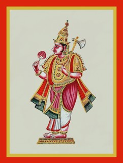 ParasuRama stands on a low pedestal