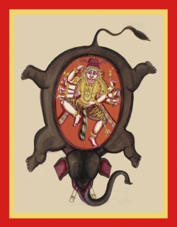 Shiva dancing in the hide of the flayed Gajasura
