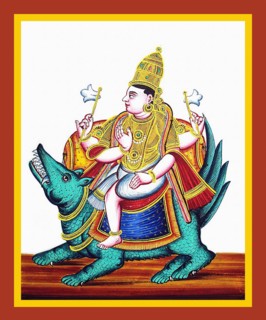 Four-armed Vayu rides on a gazelle