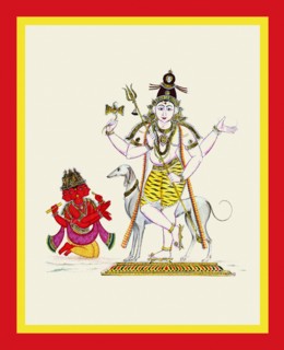 Brahma kneels in front of Bhairava