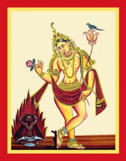Mohini stands and looks at the ascetic Bhasmasura