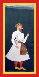 with dagger Muhammad Amín Khan in embroidered sash