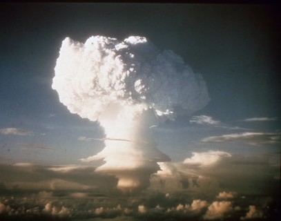 OPERATION TEAPOT nuclear explosion at the Pacific Proving Grounds. Marshall Islands, 1958.