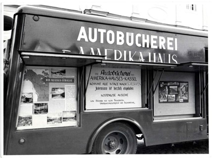 The exhibition space of the bookmobile