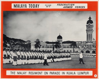 Malay military regiment on parade in Kuala Lampur Malaysia (Malaya) - 1953