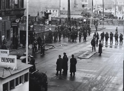 12/4/1961 - Behind a Thick Barrier of Military Equipped Volksarmy the Volkspolice and Construction